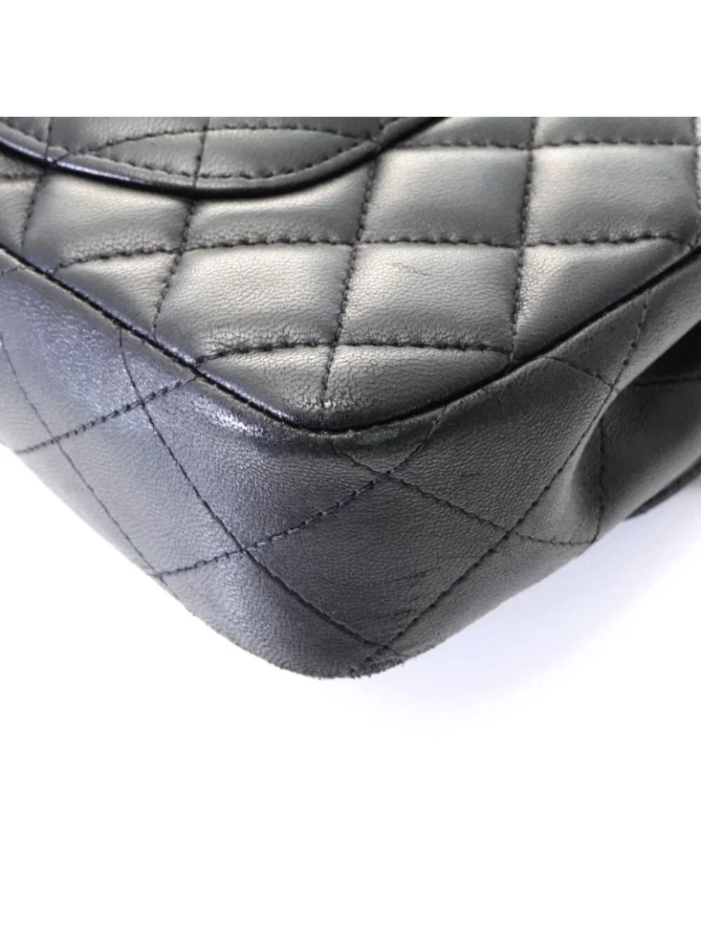 Chanel Quilted Chain Shoulder Black Silver Lambskin Bag